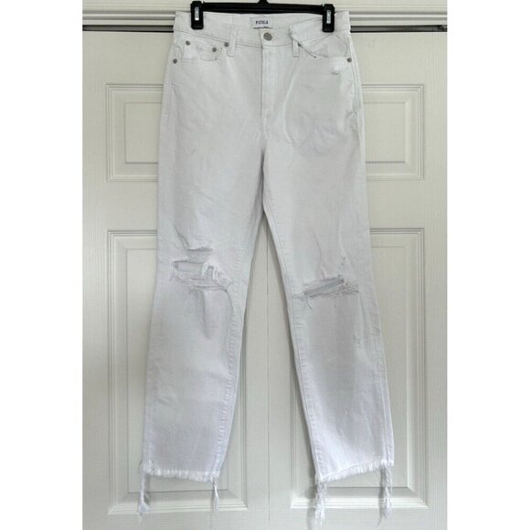 Pistola Charlie High Rise Classic Straight Ankle Deconstructed Optic White Sz 26 - Picture 2 of 13